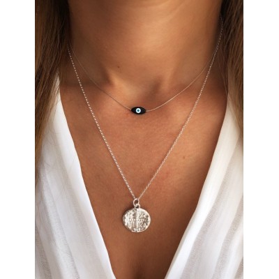 Christian Disc Necklace Sterling Silver 925
