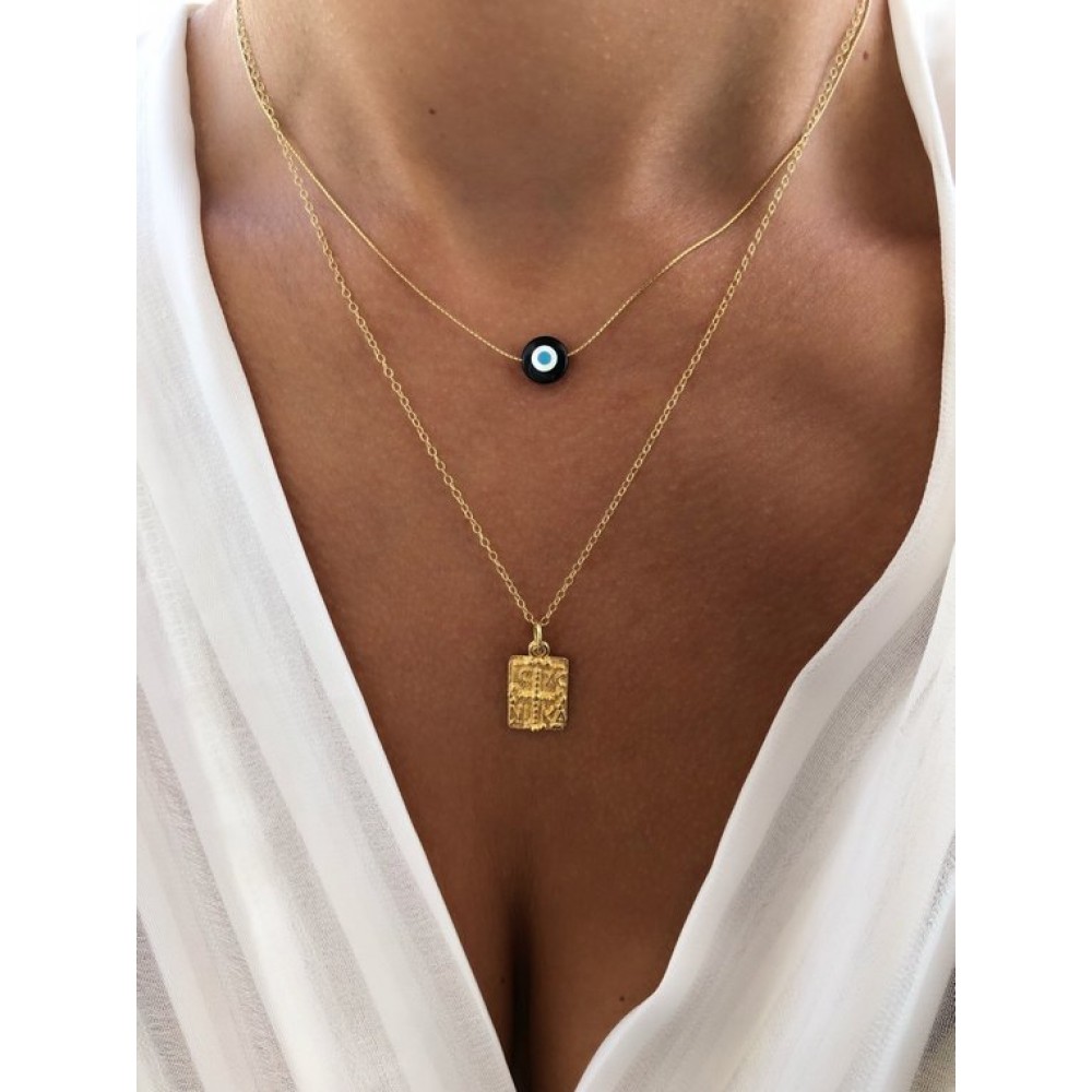 Minimalist 24k Gold Evil Eye Necklace Fashion & Accessoires