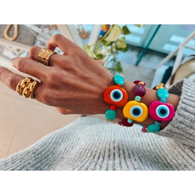 XL eye bracelet with semiprecious stones beads