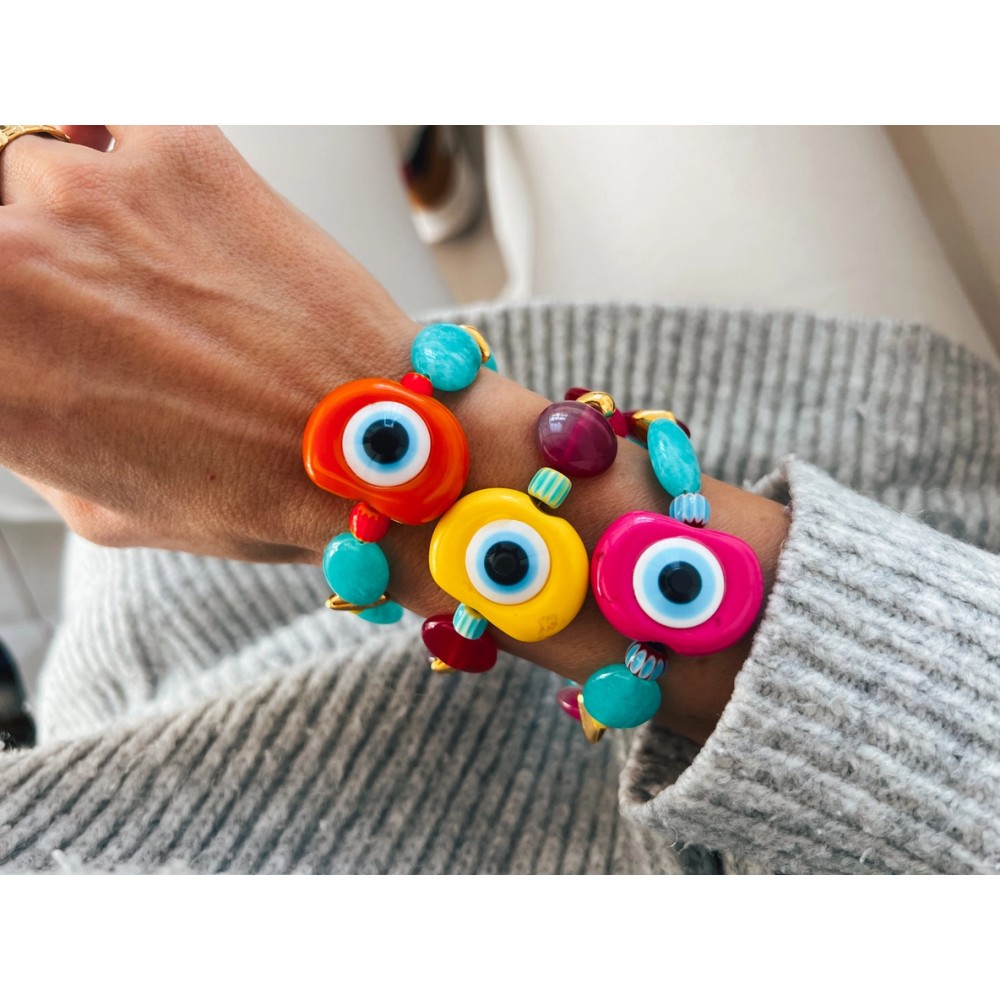 XL eye bracelet with semiprecious stones beads Fashion & Accessoires