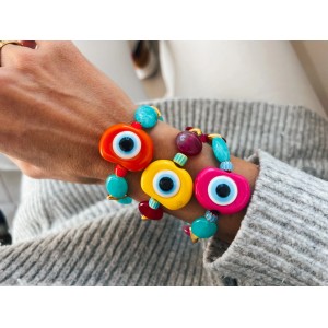 XL eye bracelet with semiprecious stones beads Fashion & Accessoires