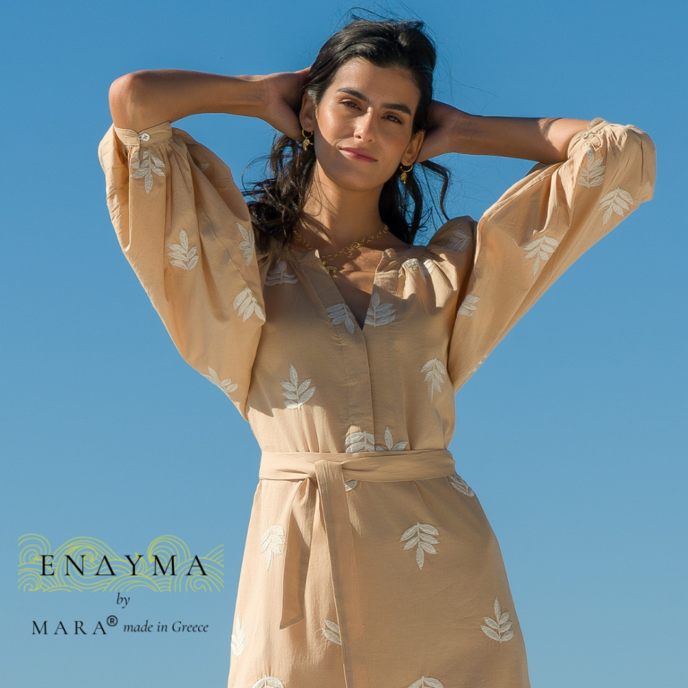 Dress with leaf embroidery made from 100% cotton Fashion & Accessoires