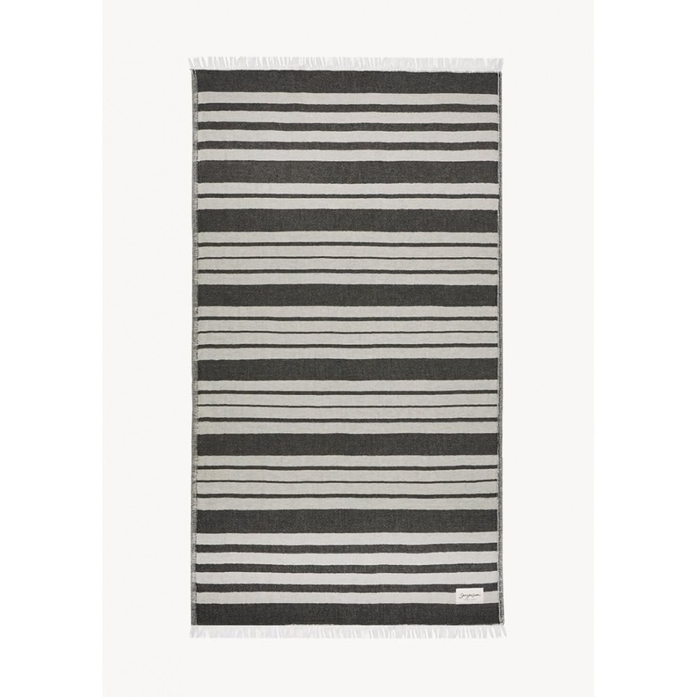 Sea You Soon Baia Linen Towel – Black Fashion & Accessoires