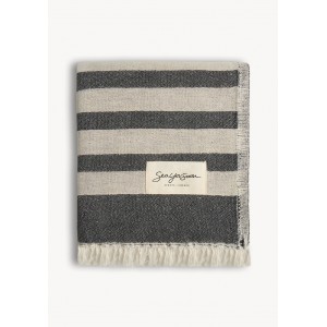 Sea You Soon Baia Linen Towel – Black Fashion & Accessoires