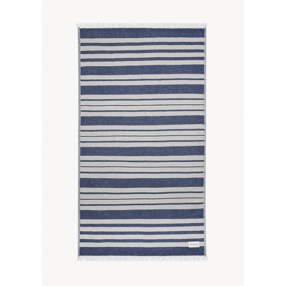 Sea You Soon Baia Linen Towel – Navy Blue Fashion & Accessoires