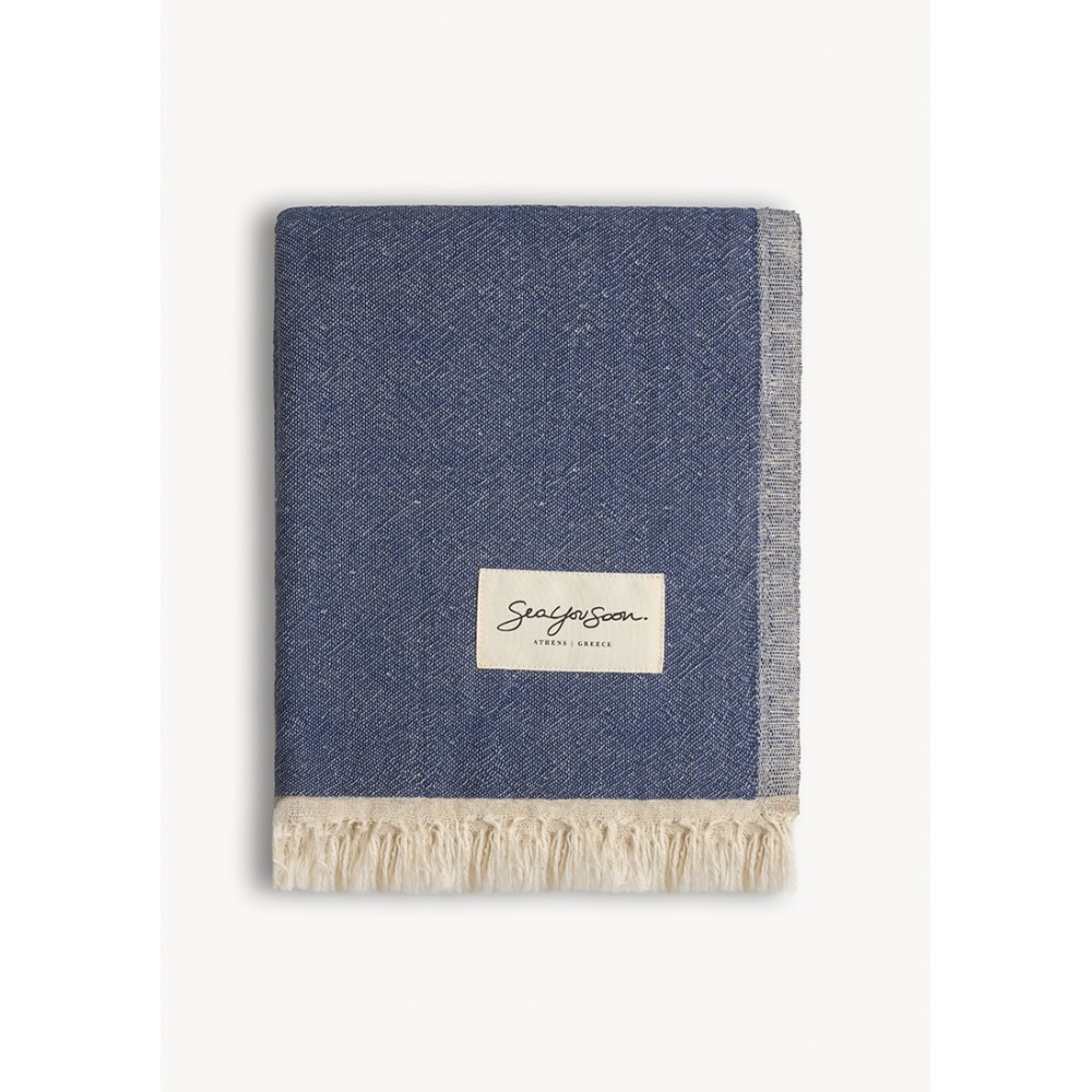 Sea You Soon Mare Linen Towel – Navy Blue Fashion & Accessoires