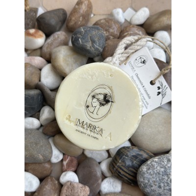 Marika Botanicals | Chamomile & Calendula Round Soap (150g) with Rope