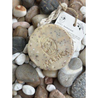 Marika Botanicals | Strawberry Scrub Round Soap (150g) with Rope