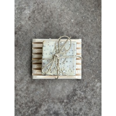 Marika Botanicals | Strawberry Scrub Soap Bar (100g) in a Wood Case 
