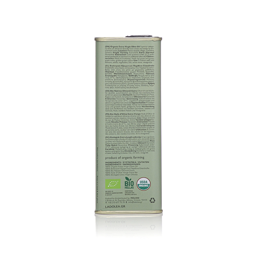 LADOLEA Organic Extra Virgin Olive Oil 500ml Tin Food