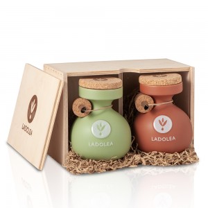 LADOLEA Organic Balsamic Vinegar with Bergamot & Organic Extra Virgin Olive Oil 200ml Wooden Food