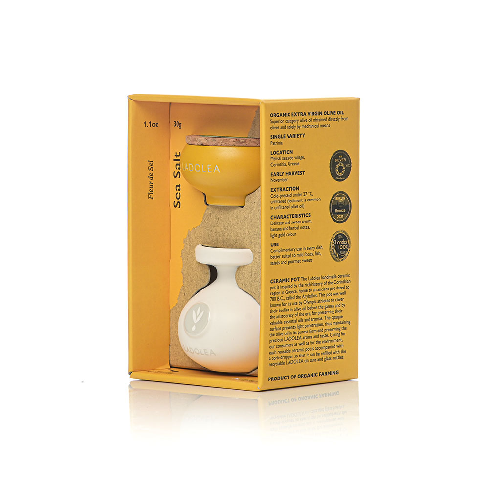 LADOLEA Fleur de Sel (30g) & Organic Extra Virgin Olive Oil (80ml)