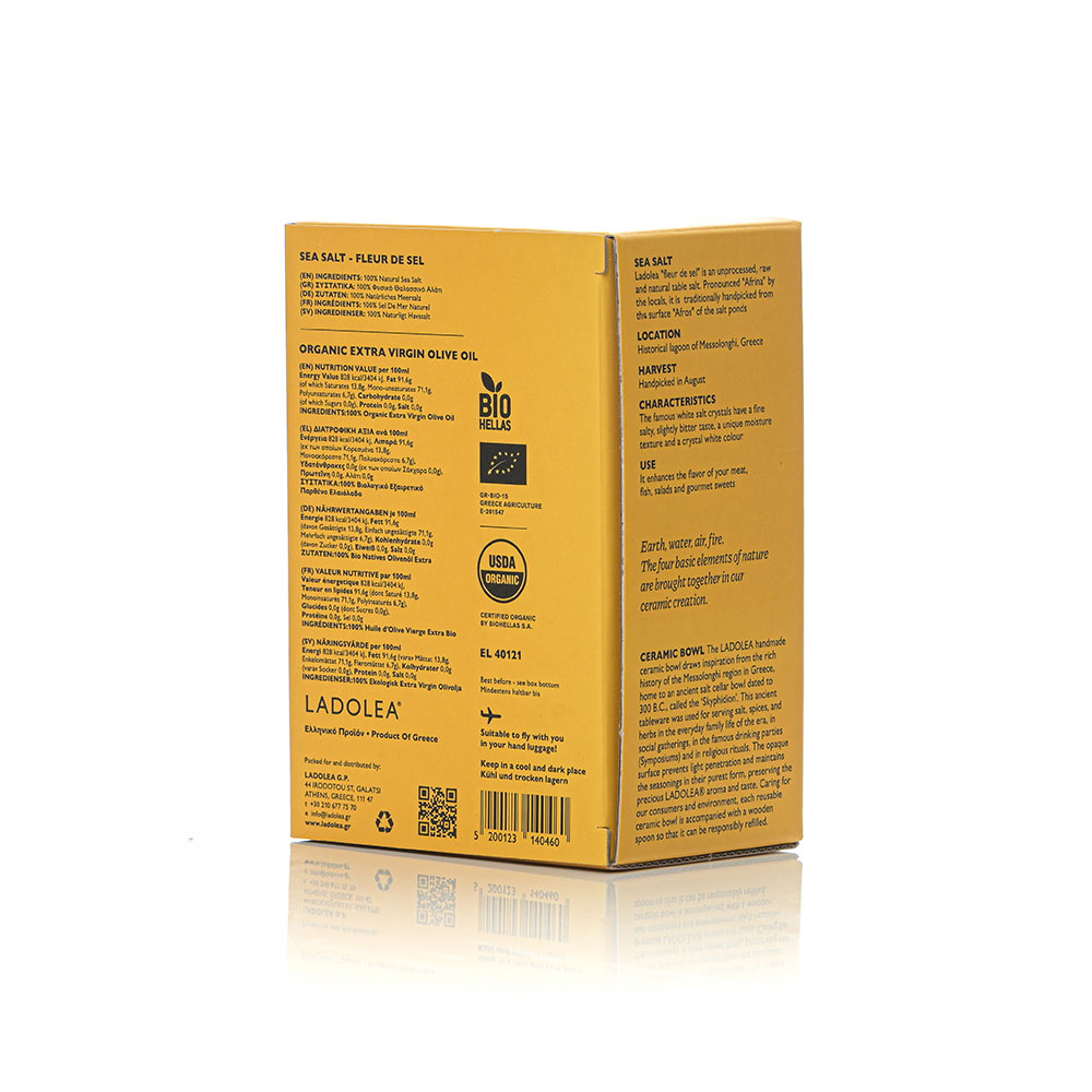 LADOLEA Fleur de Sel (30g) & Organic Extra Virgin Olive Oil (80ml)