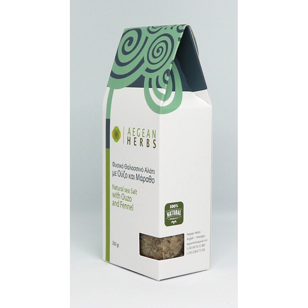 Aegean Herbs Natural Sea Salt with Ouzo & Fennel 200gr Food