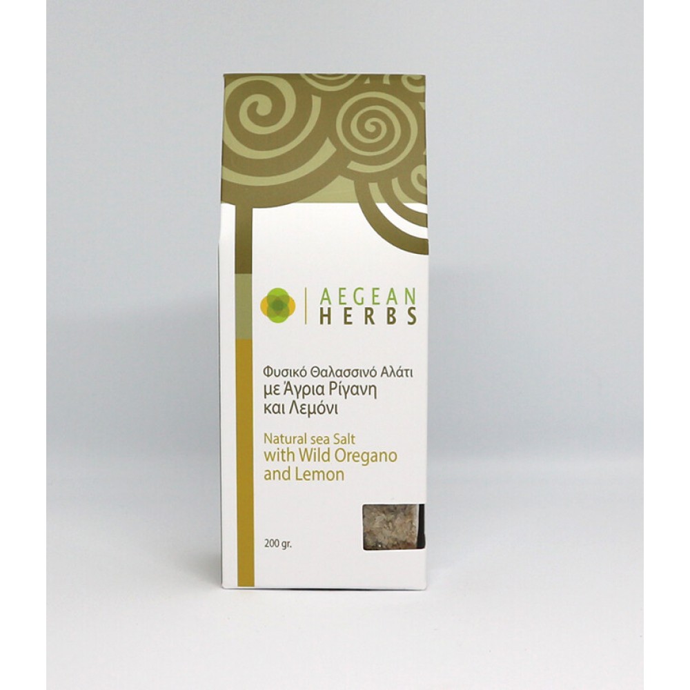 Aegean Herbs Natural Sea Salt with Wild Oregano & Lemon 200gr Food