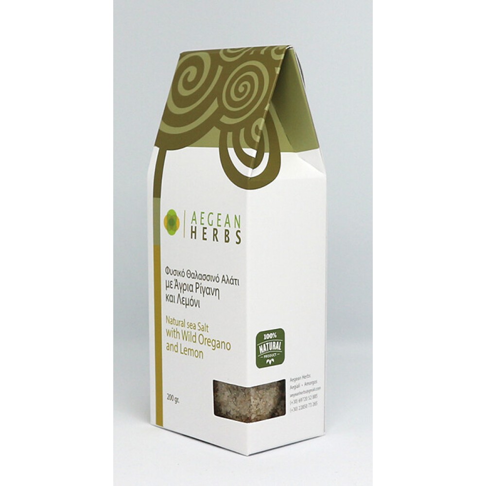 Aegean Herbs Natural Sea Salt with Wild Oregano & Lemon 200gr Food