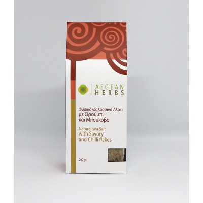 Aegean Herbs Natural Sea Salt with Savory & Chili flakes 200gr