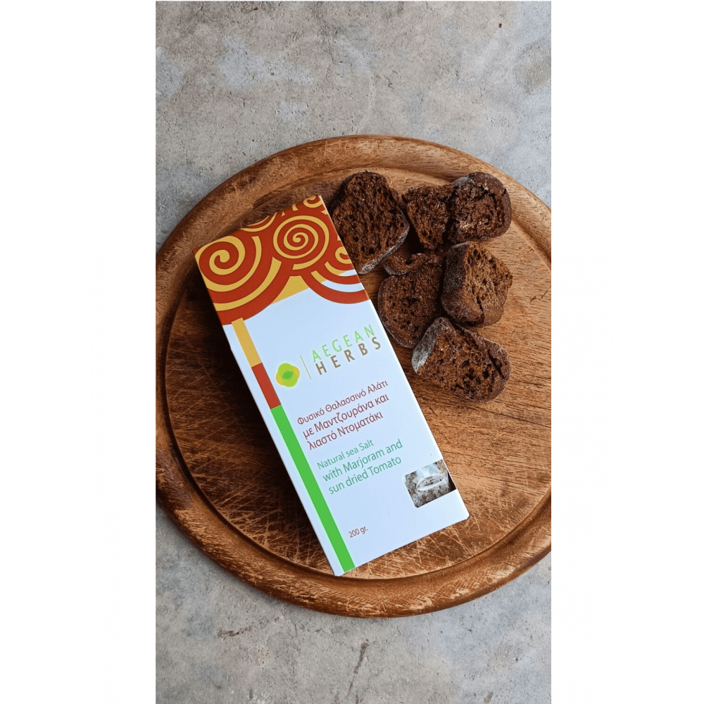 Aegean Herbs Sea salt with marjoram & sun dried tomato 200gr Food