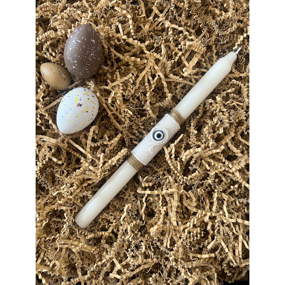 Handcrafted Easter Lambada with Minimalist Design & Protection Symbol white/gold