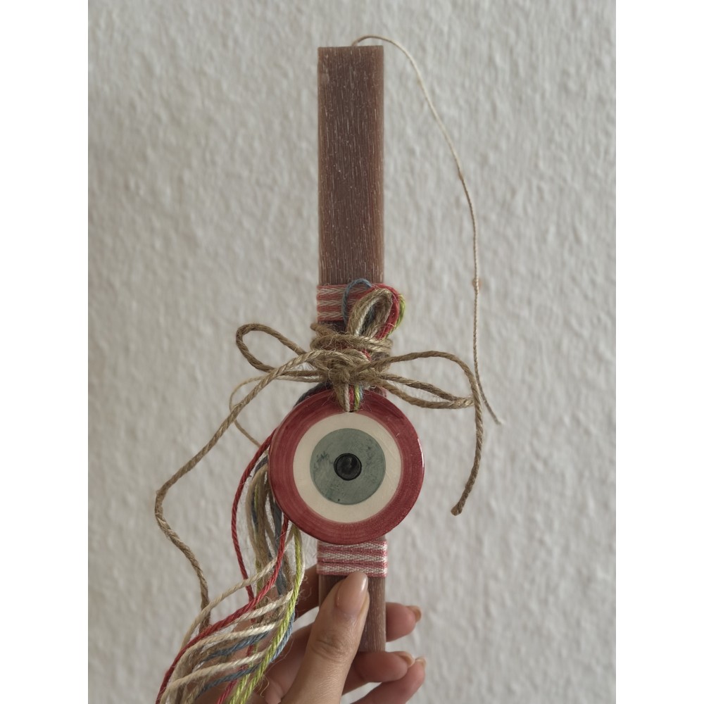 Handcrafted Easter Lambada with Protection Symbol & Magnetic Mati (Evil Eye) Tabac