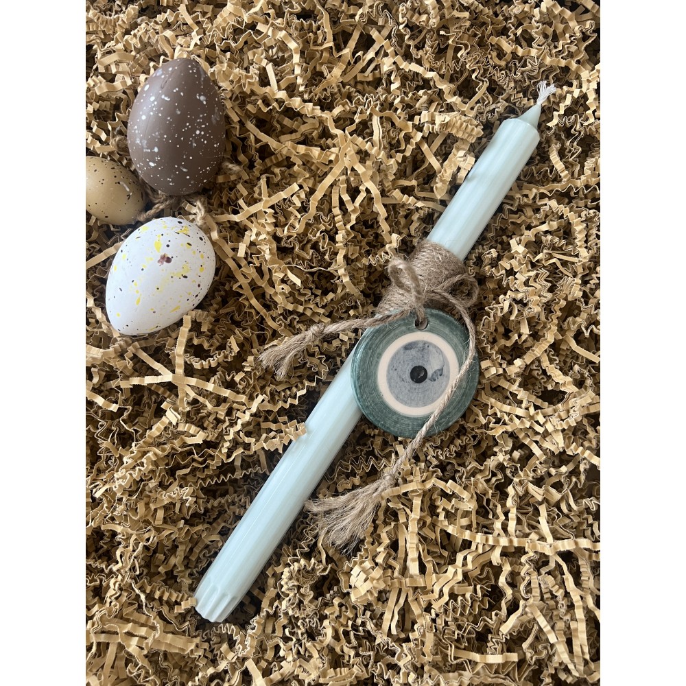 Handcrafted Easter Lambada with Protection Symbol & Magnetic Mati (Evil Eye) Turquoise