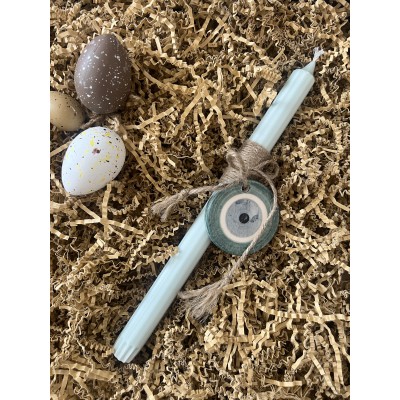 Handcrafted Easter Lambada with Protection Symbol & Magnetic Mati (Evil Eye) Turquoise